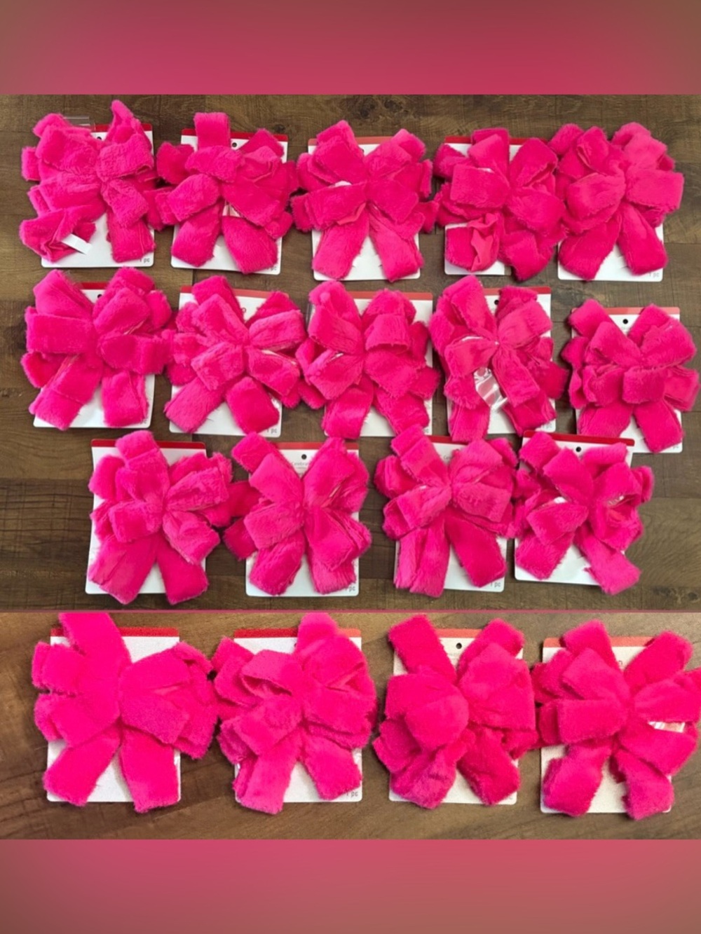 Oversized Christmas tree bow 21 in bundle 18 total pink faux fur NEW NWT Xmas - Picture 2 of 9